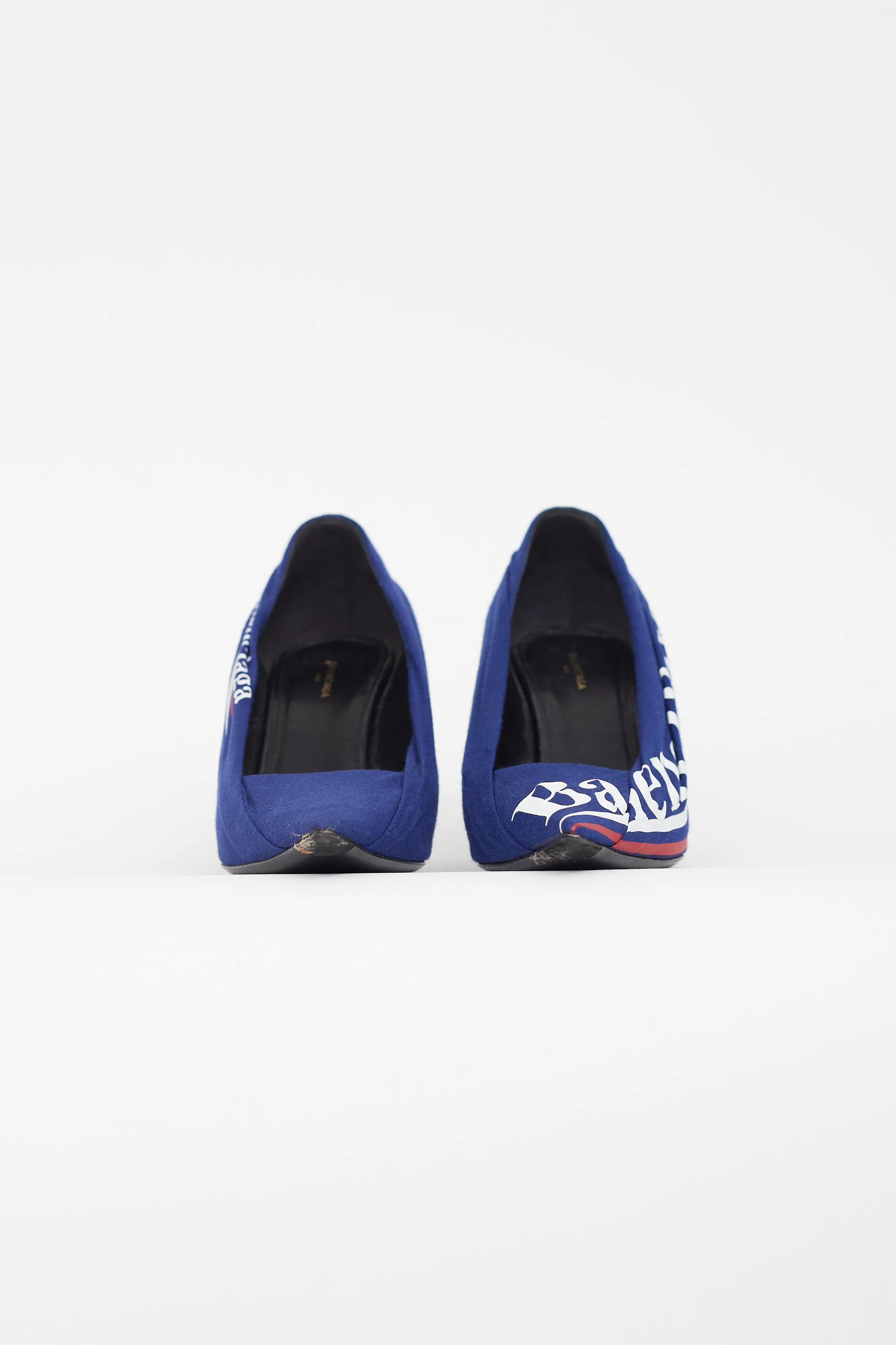 Blue & Multicolour Gathered Logo Heel