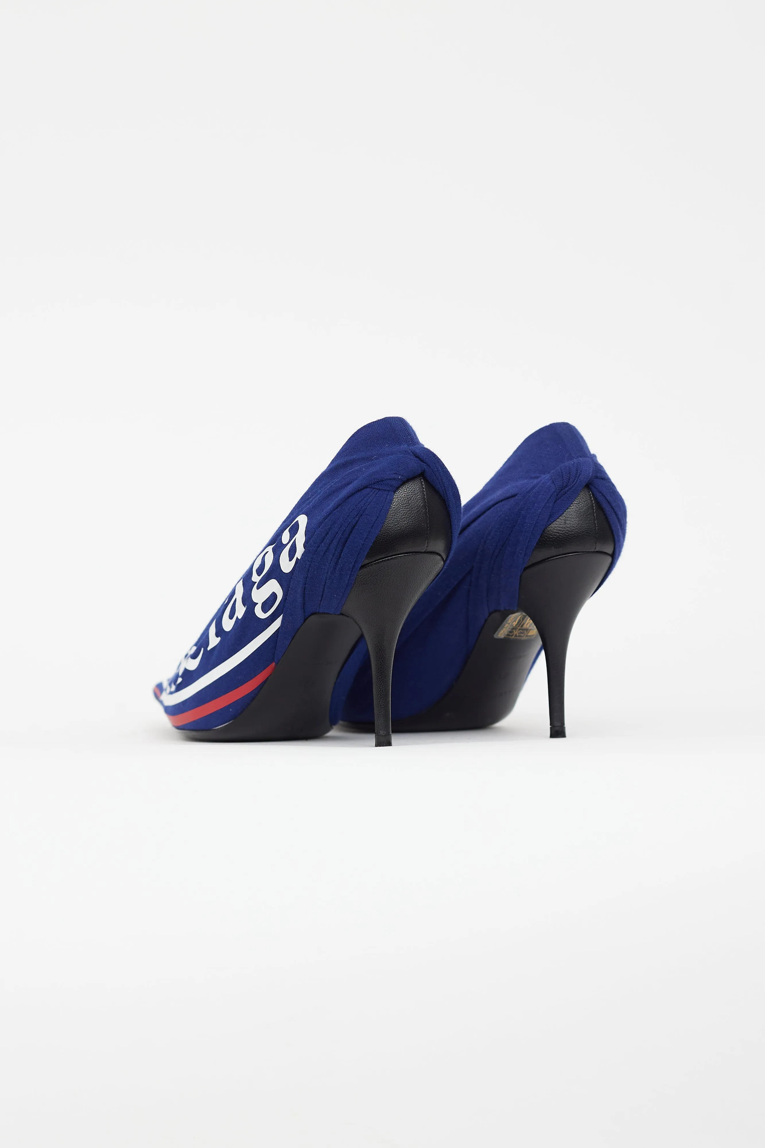 Blue & Multicolour Gathered Logo Heel