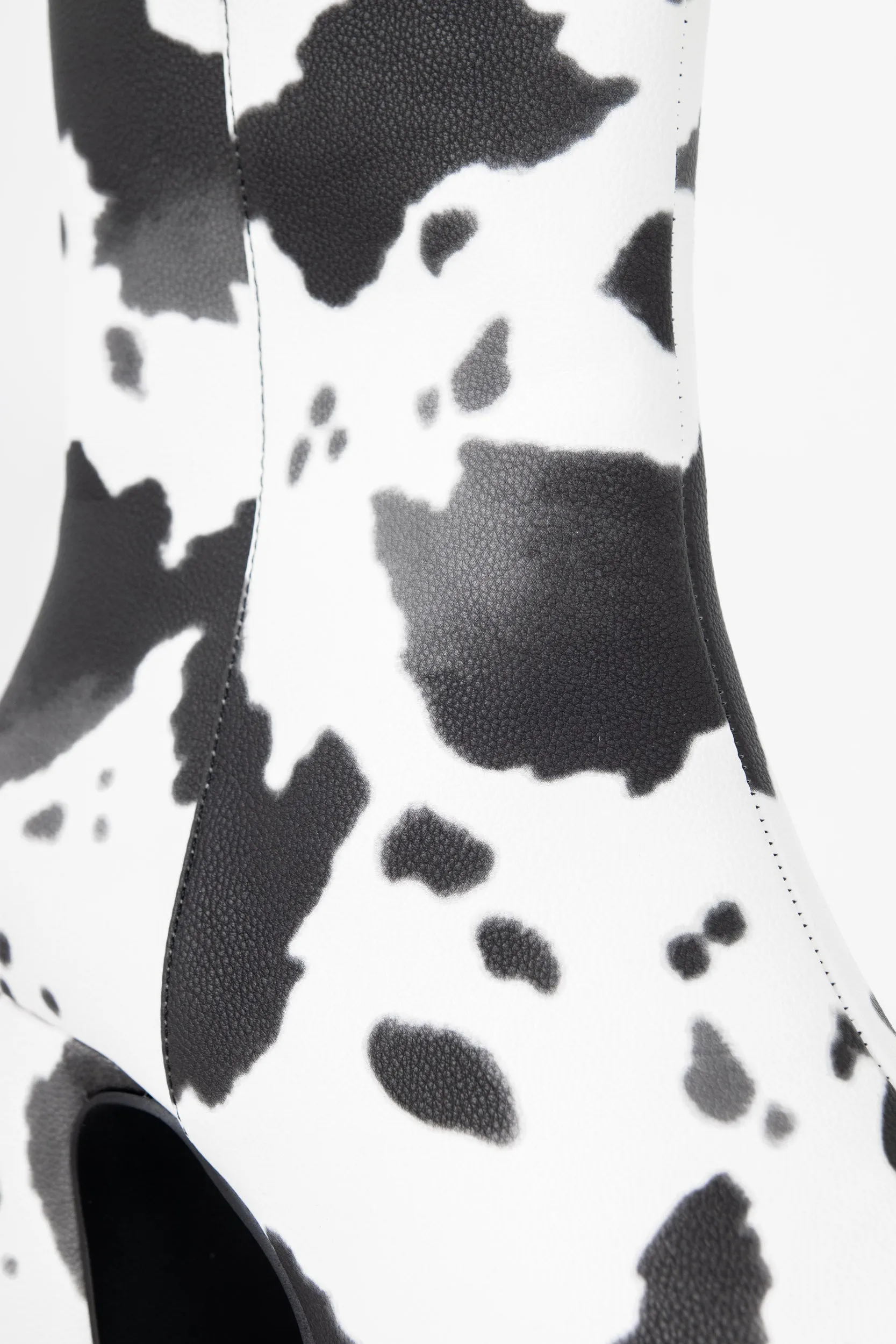 Heartbreak Platform Heeled Ankle Boots in Cow Print